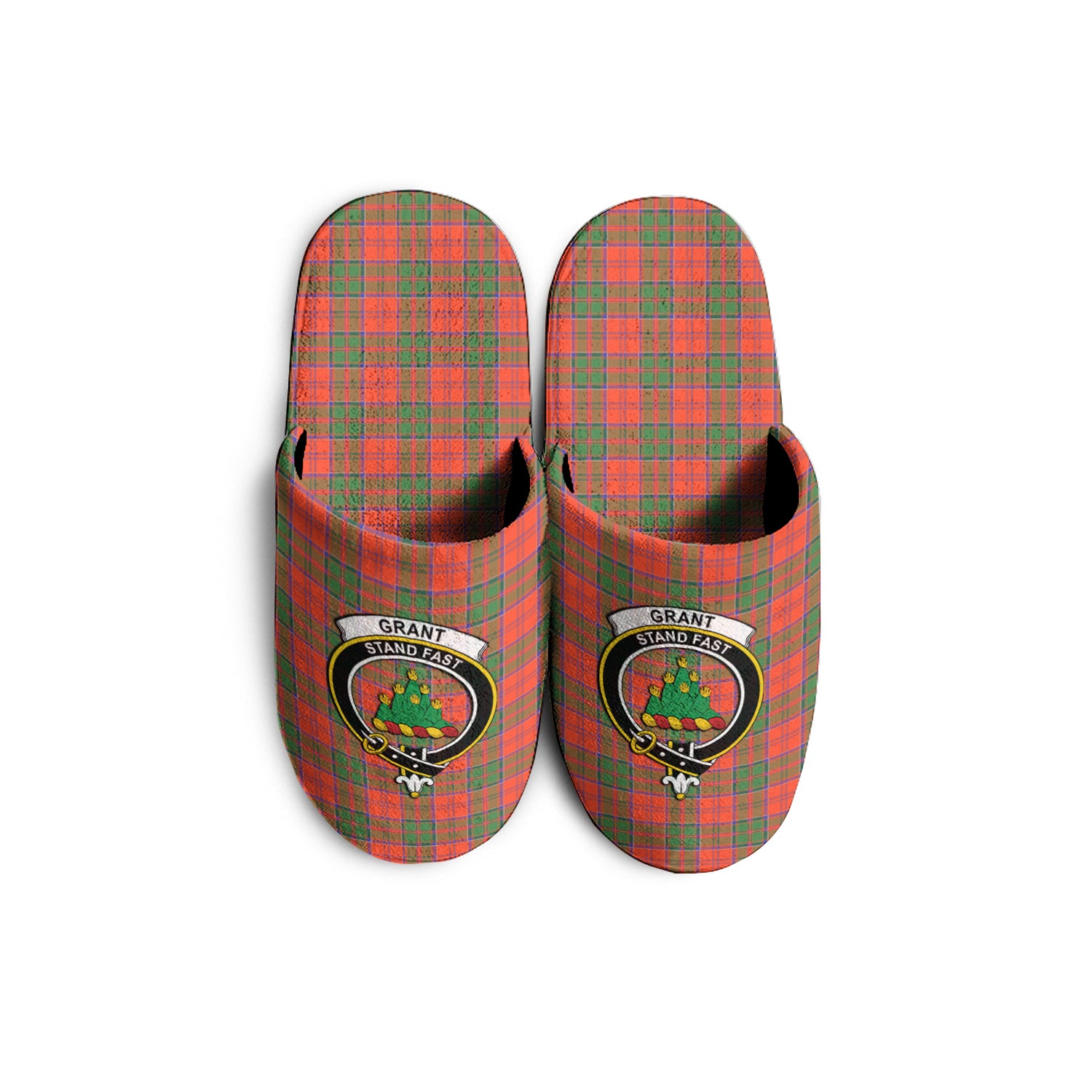 Grant Ancient Tartan Home Slippers with Family Crest - Tartanvibesclothing