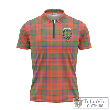 Grant Ancient Tartan Zipper Polo Shirt with Family Crest