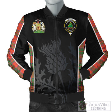 Grant Ancient Tartan Bomber Jacket with Family Crest and Scottish Thistle Vibes Sport Style