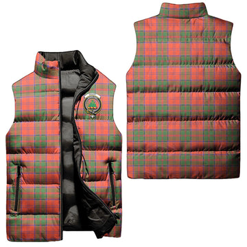 Grant Ancient Tartan Sleeveless Puffer Jacket with Family Crest