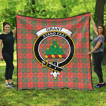 Grant Ancient Tartan Quilt with Family Crest