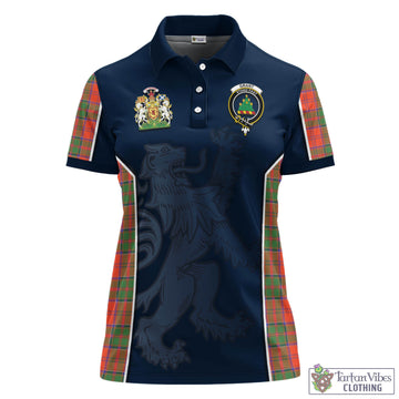 Grant Ancient Tartan Women's Polo Shirt with Family Crest and Lion Rampant Vibes Sport Style