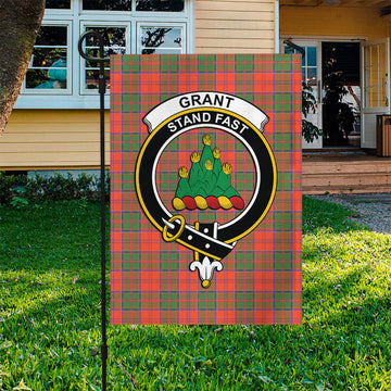 Grant Ancient Tartan Flag with Family Crest