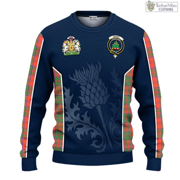 Grant Ancient Tartan Knitted Sweatshirt with Family Crest and Scottish Thistle Vibes Sport Style