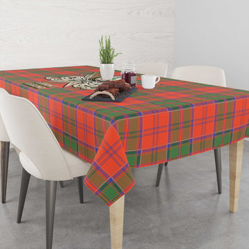 Grant Ancient Tartan Tablecloth with Clan Crest and the Golden Sword of Courageous Legacy