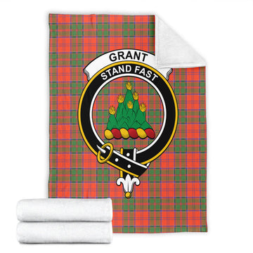 Grant Ancient Tartan Blanket with Family Crest