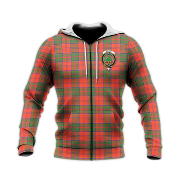 Grant Ancient Tartan Knitted Hoodie with Family Crest