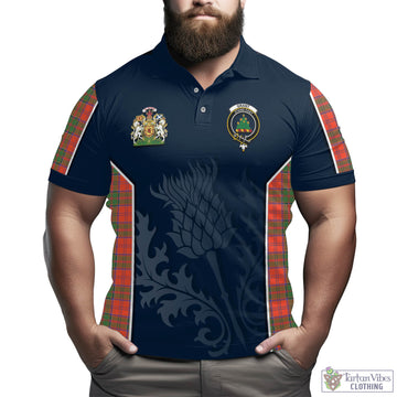 Grant Ancient Tartan Men's Polo Shirt with Family Crest and Scottish Thistle Vibes Sport Style