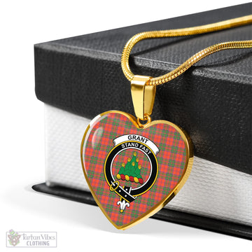 Grant Ancient Tartan Heart Necklace with Family Crest