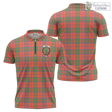 Grant Ancient Tartan Zipper Polo Shirt with Family Crest