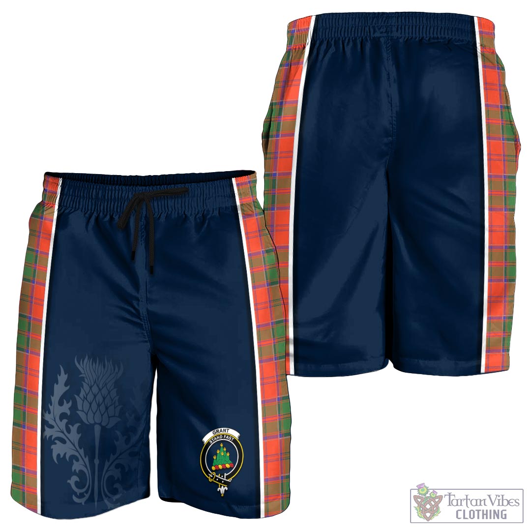 Tartan Vibes Clothing Grant Ancient Tartan Men's Shorts with Family Crest and Scottish Thistle Vibes Sport Style