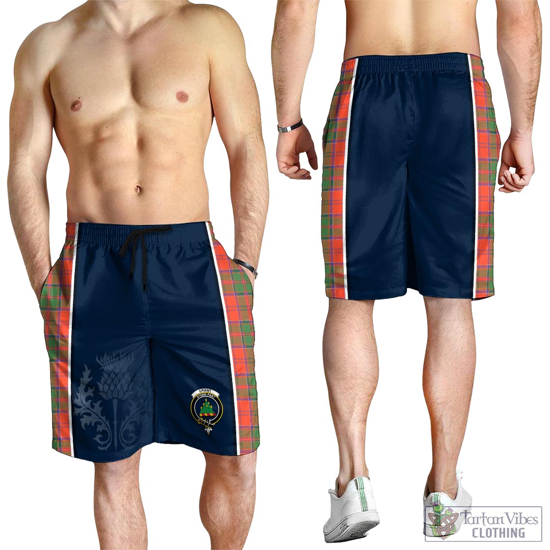 Tartan Vibes Clothing Grant Ancient Tartan Men's Shorts with Family Crest and Scottish Thistle Vibes Sport Style