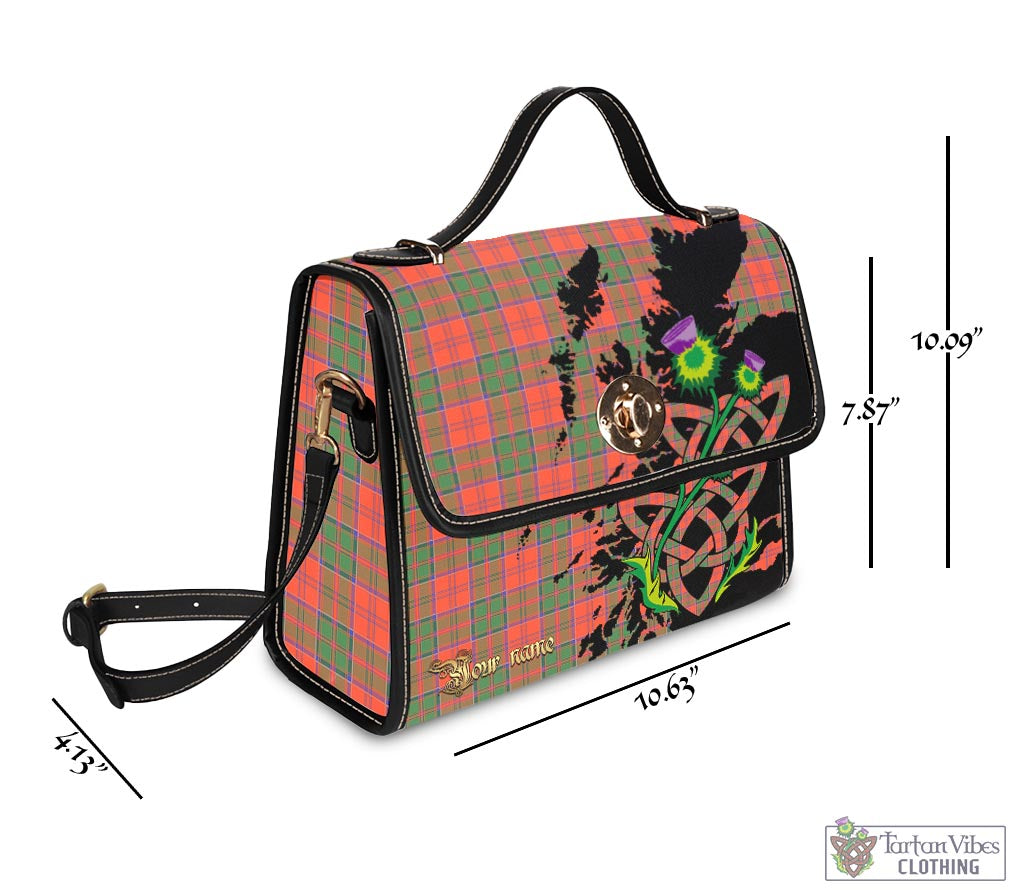 Tartan Vibes Clothing Grant Ancient Tartan Waterproof Canvas Bag with Scotland Map and Thistle Celtic Accents