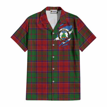 Grant Clan Crest In Me Tartan Cotton Hawaiian Shirt Scotland Flag Style