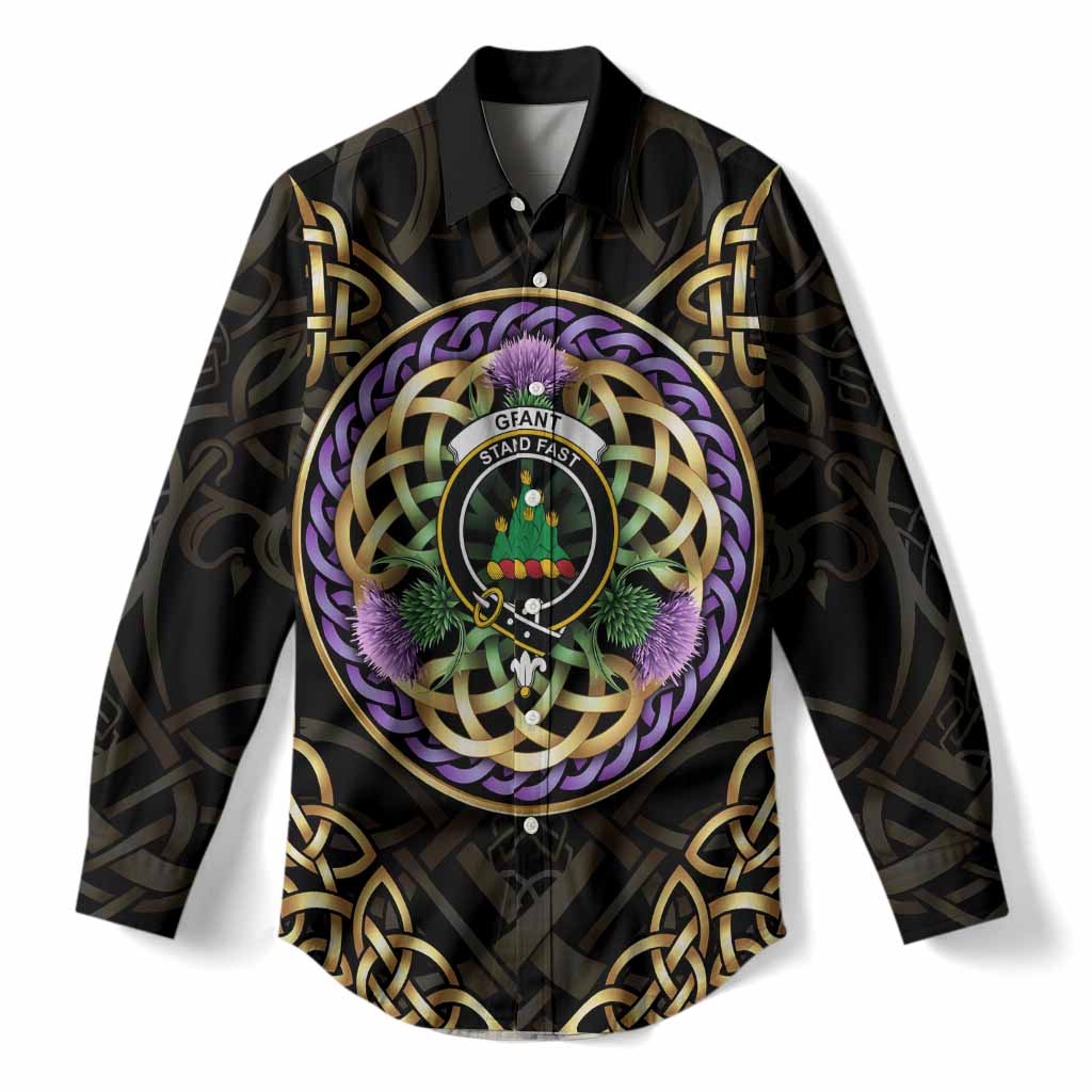 Grant Clan Crest Women Casual Shirt Celtic Scottish Thistle