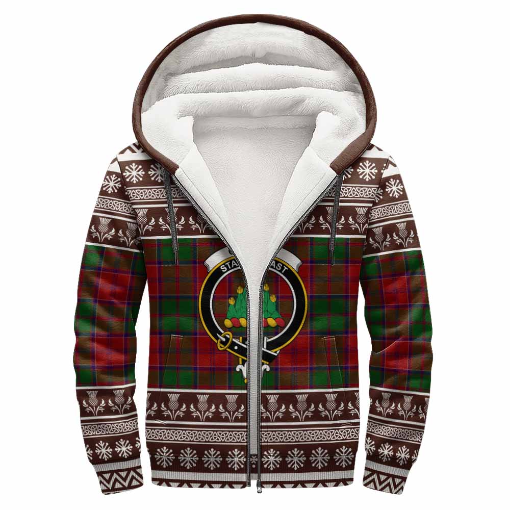 Grant Clan Tartan Christmas Fleece Hoodie with Family Crest - Tartan Vibes Clothing