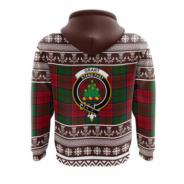 Grant Clan Tartan Christmas Hoodie with Family Crest