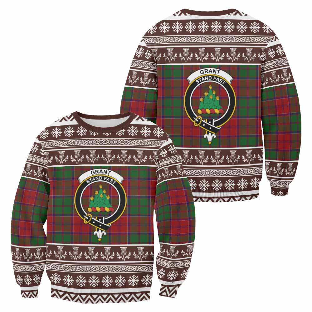 Grant Clan Tartan Christmas Sweatshirt with Family Crest - Tartan Vibes Clothing