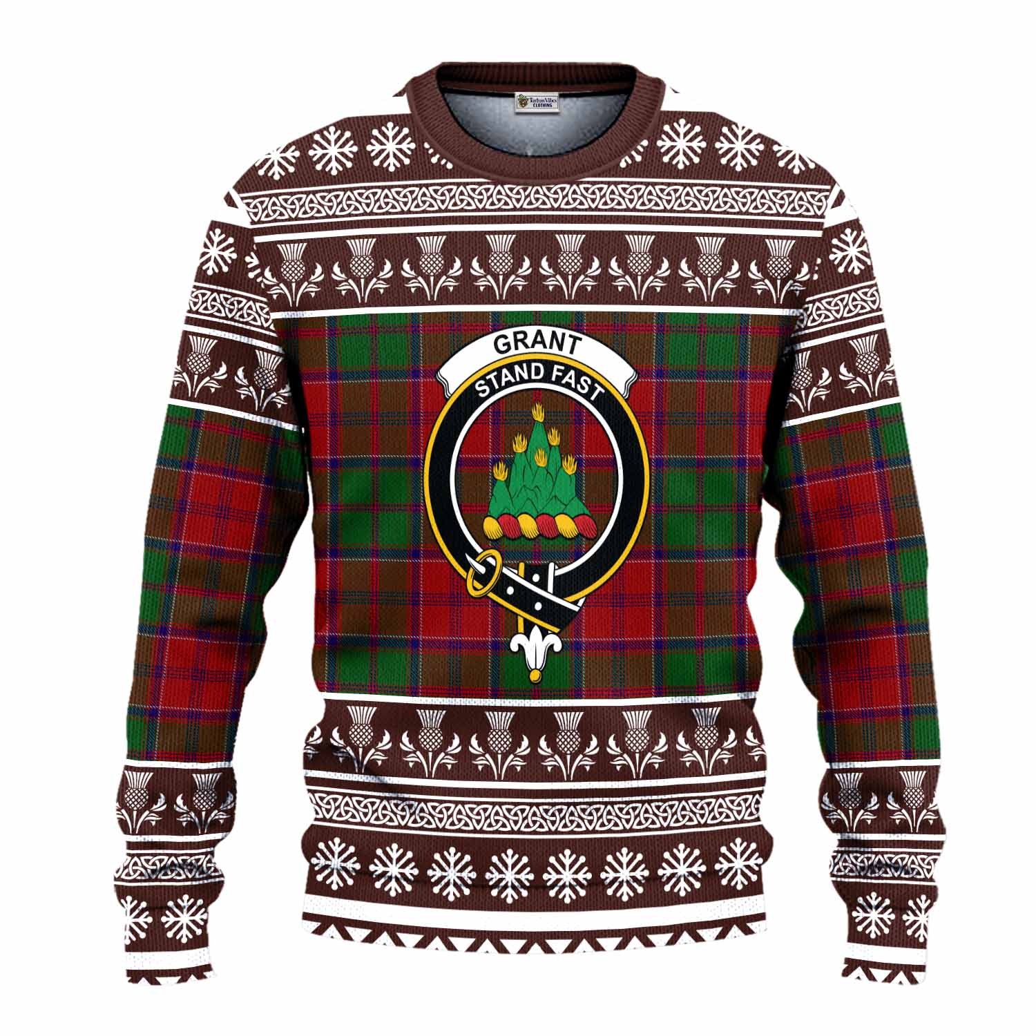 Grant Clan Tartan Christmas Ugly Sweater with Family Crest - Tartan Vibes Clothing