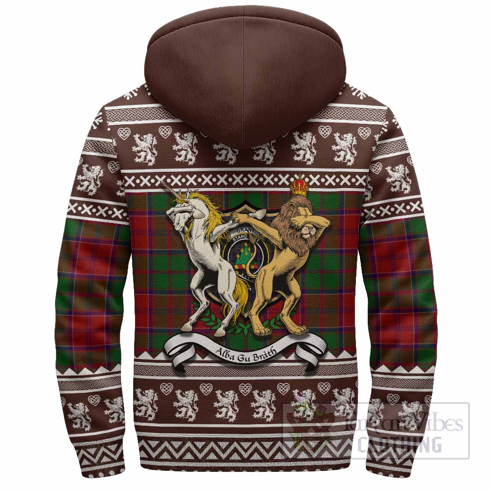 Grant Clan Tartan Crest Christmas Fleece Hoodie Coat of Arms Funny Style - Tartan Vibes Clothing