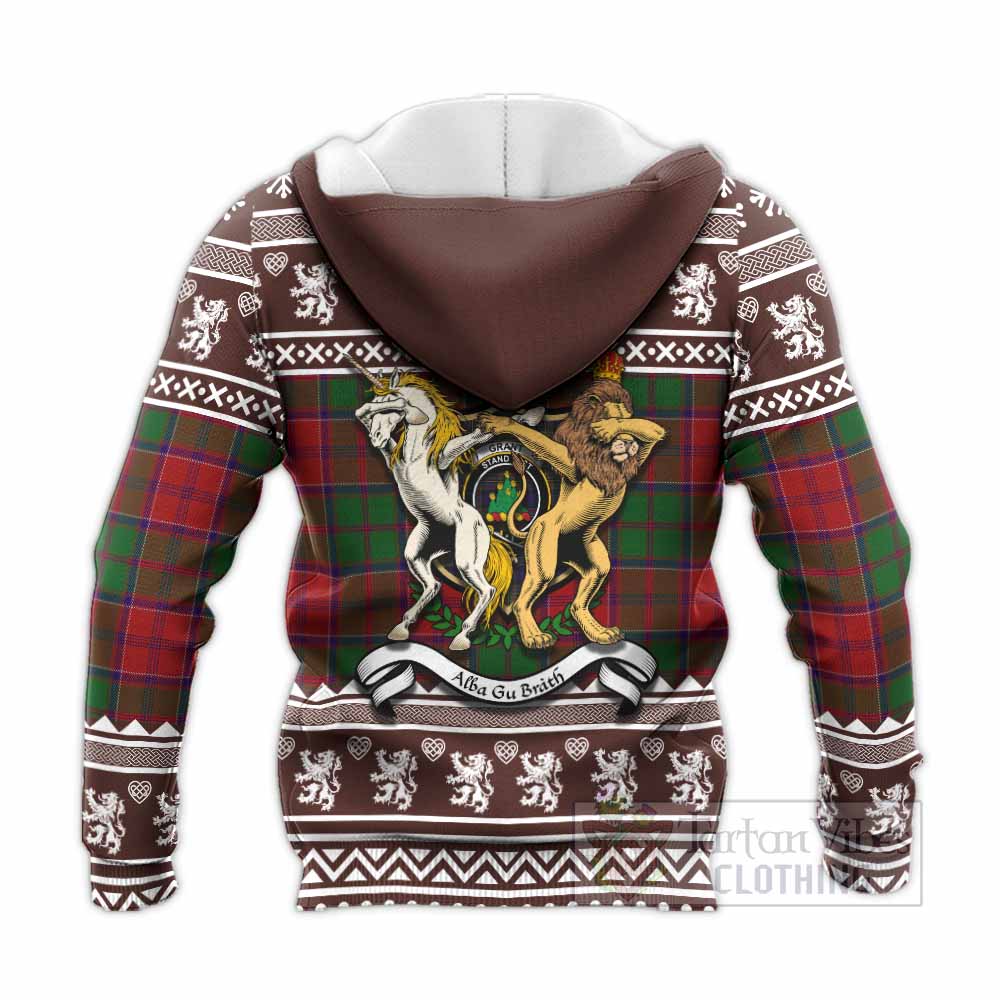 Grant Clan Tartan Crest Christmas Knitted Hoodie Coat of Arms Funny Style - Tartan Vibes Clothing