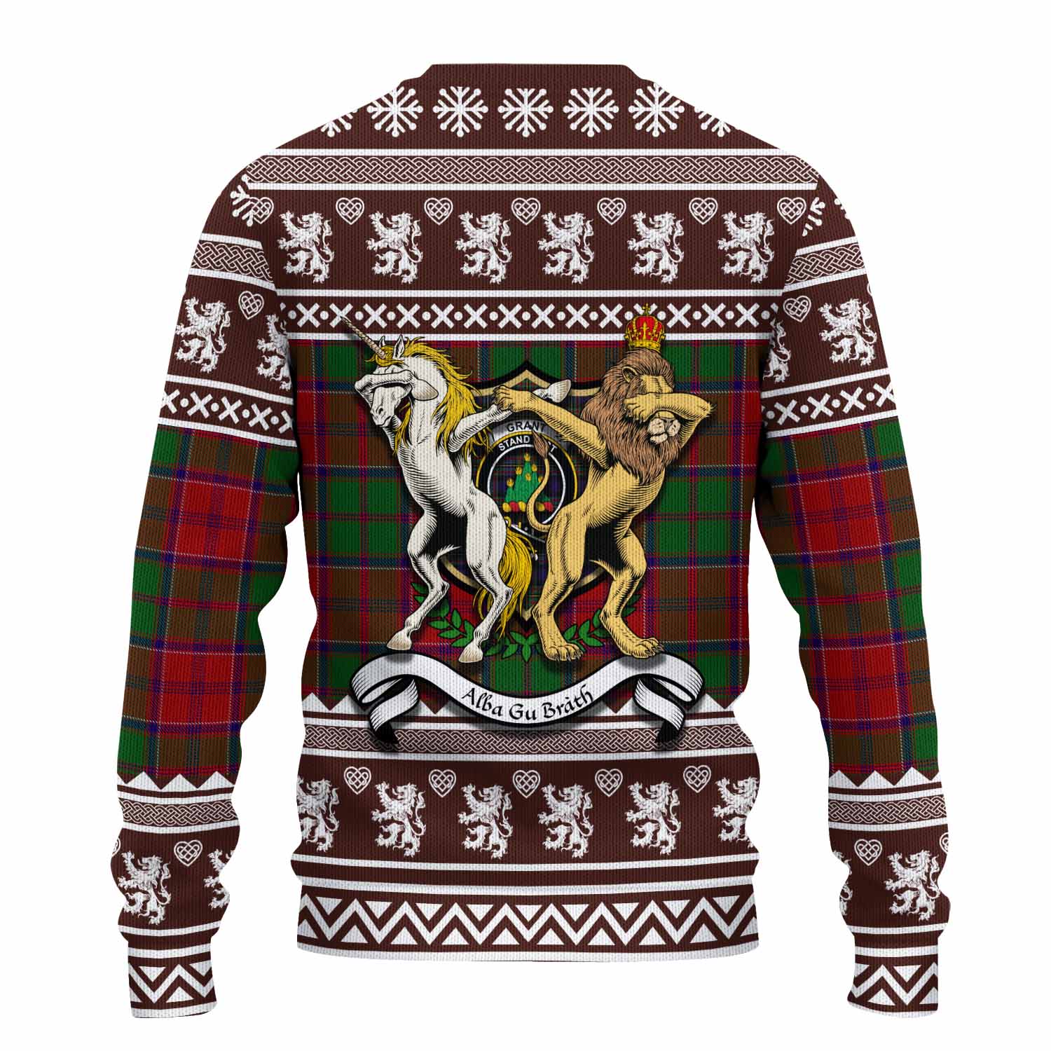 Grant Clan Tartan Crest Christmas Ugly Sweater Coat of Arms Funny Style - Tartan Vibes Clothing
