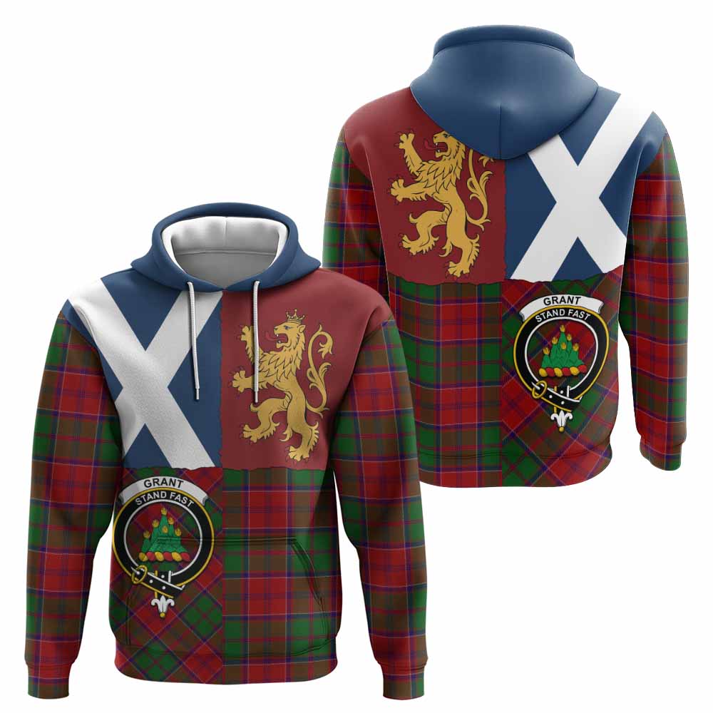 Grant Crest Tartan Hoodie with Lion Rampant Saltire Style
