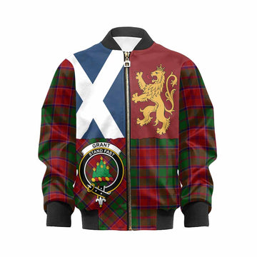 Grant Crest Tartan Kid Bomber Jacket with Lion Rampant Saltire Style
