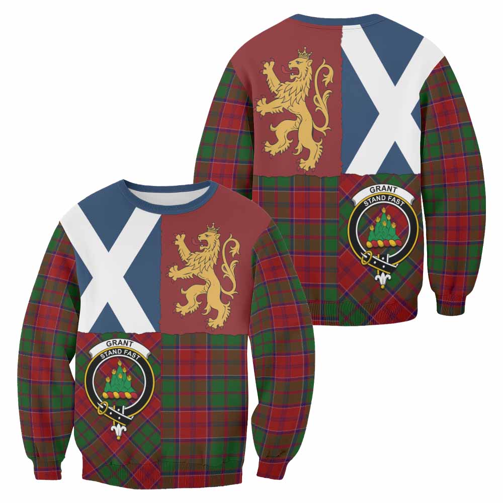 Grant Crest Tartan Sweatshirt with Lion Rampant Saltire Style