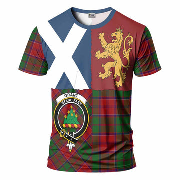 Grant Crest Tartan T-Shirt with Lion Rampant Saltire Style