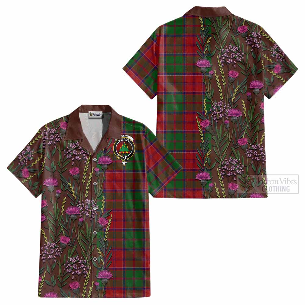 Grant Family Crest Tartan Cotton Hawaiian Shirt Scottish Thistle Flower Pattern Half Style - Tartan Vibes Clothing