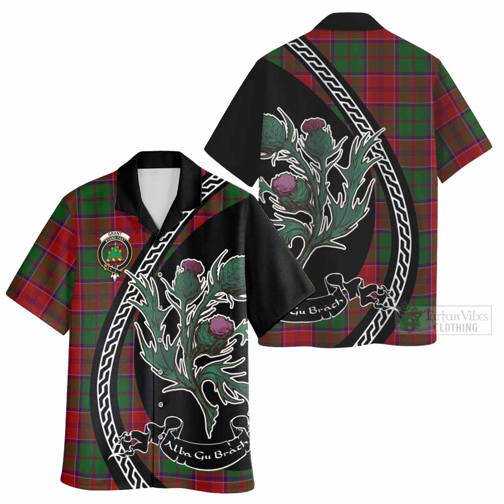 Grant Family Crest Tartan Hawaiian Shirt Alba Thistle Inspired - Tartan Vibes Clothing