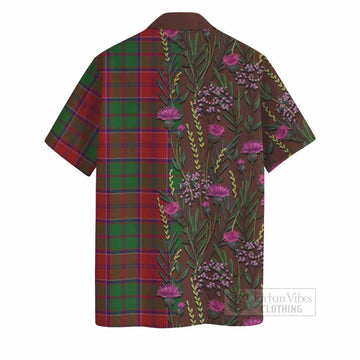 Grant Family Crest Tartan Hawaiian Shirt Scottish Thistle Flower Pattern Half Style - Tartan Vibes Clothing