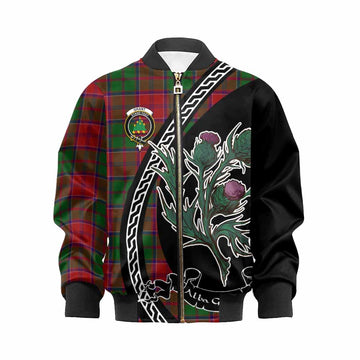 Grant Family Crest Tartan Kid Bomber Jacket Alba Thistle Inspired - Tartan Vibes Clothing