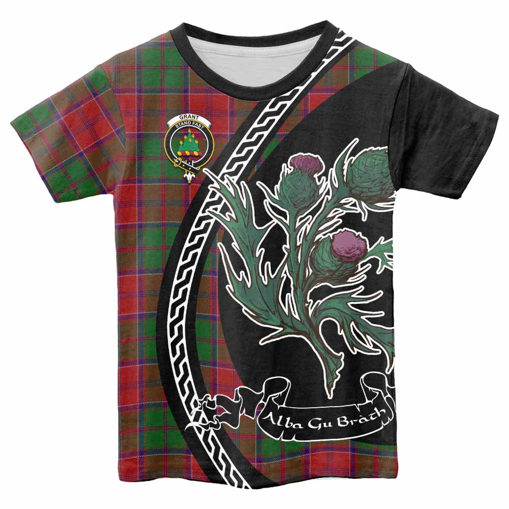 Grant Family Crest Tartan Kid T-shirt Alba Thistle Inspired - Tartan Vibes Clothing
