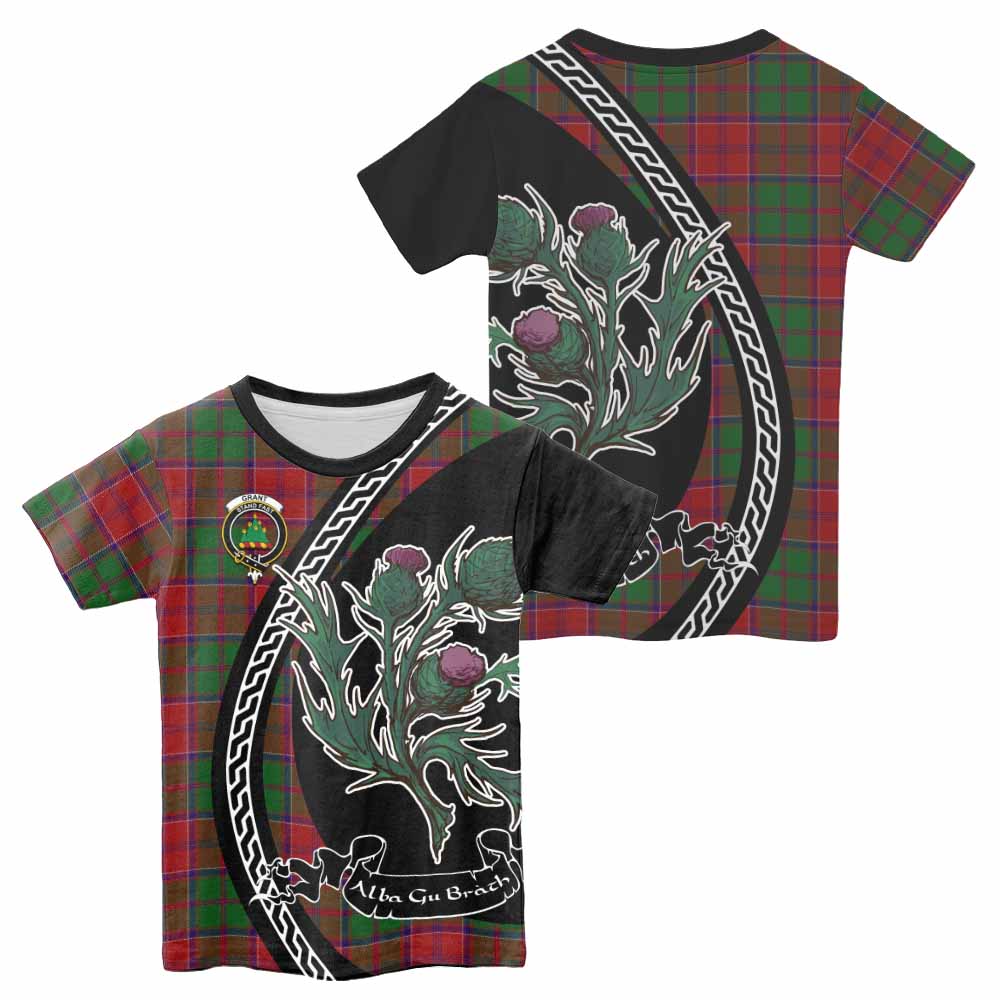Grant Family Crest Tartan Kid T-shirt Alba Thistle Inspired - Tartan Vibes Clothing