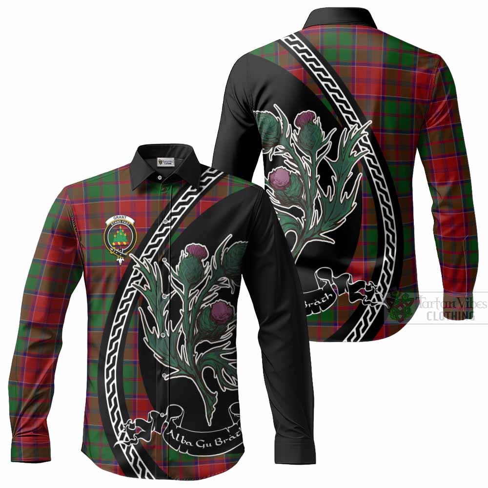 Grant Family Crest Tartan Long Sleeve Button Shirts Alba Thistle Inspired - Tartan Vibes Clothing