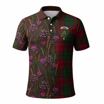 Grant Family Crest Tartan Polo Shirt Scottish Thistle Flower Pattern Half Style