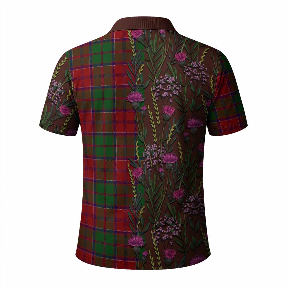 Grant Family Crest Tartan Polo Shirt Scottish Thistle Flower Pattern Half Style - Tartan Vibes Clothing