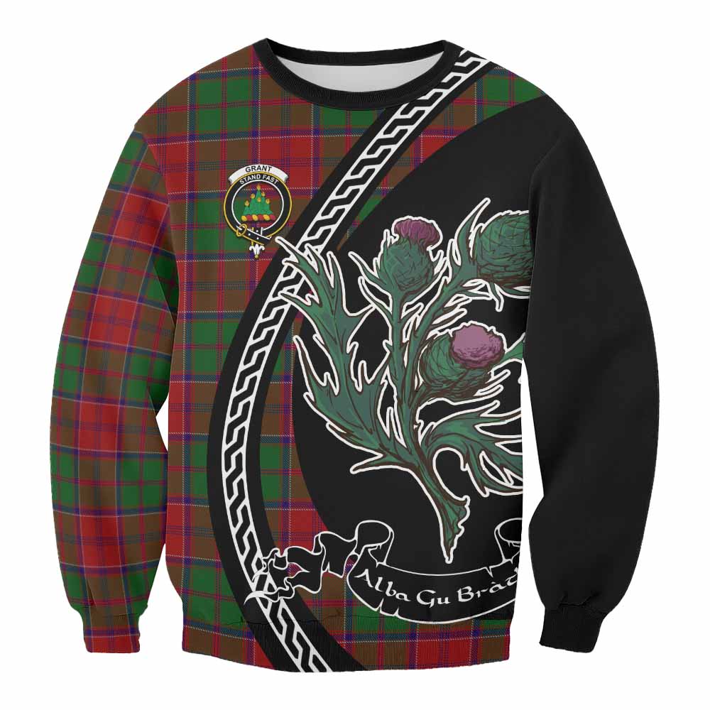 Grant Family Crest Tartan Sweatshirt Alba Thistle Inspired - Tartan Vibes Clothing