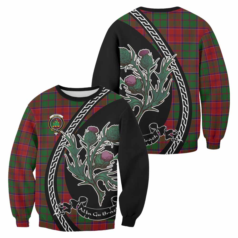 Grant Family Crest Tartan Sweatshirt Alba Thistle Inspired - Tartan Vibes Clothing