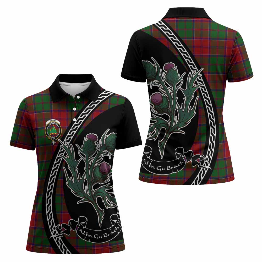 Grant Family Crest Tartan Women Polo Shirt Alba Thistle Inspired - Tartan Vibes Clothing