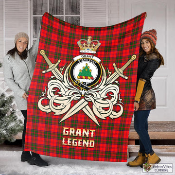 Grant Modern Tartan Blanket with Clan Crest and the Golden Sword of Courageous Legacy
