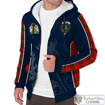 Grant Modern Tartan Sherpa Hoodie with Family Crest and Scottish Thistle Vibes Sport Style