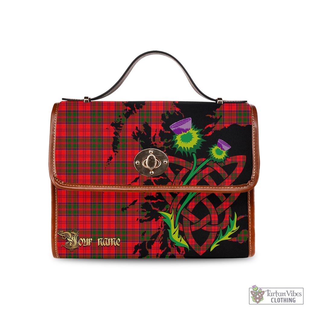 Tartan Vibes Clothing Grant Modern Tartan Waterproof Canvas Bag with Scotland Map and Thistle Celtic Accents
