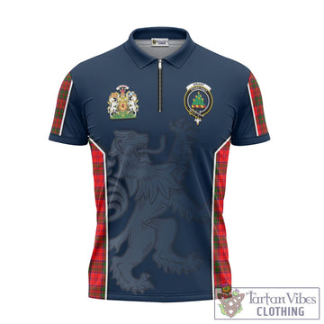 Grant Modern Tartan Zipper Polo Shirt with Family Crest and Lion Rampant Vibes Sport Style
