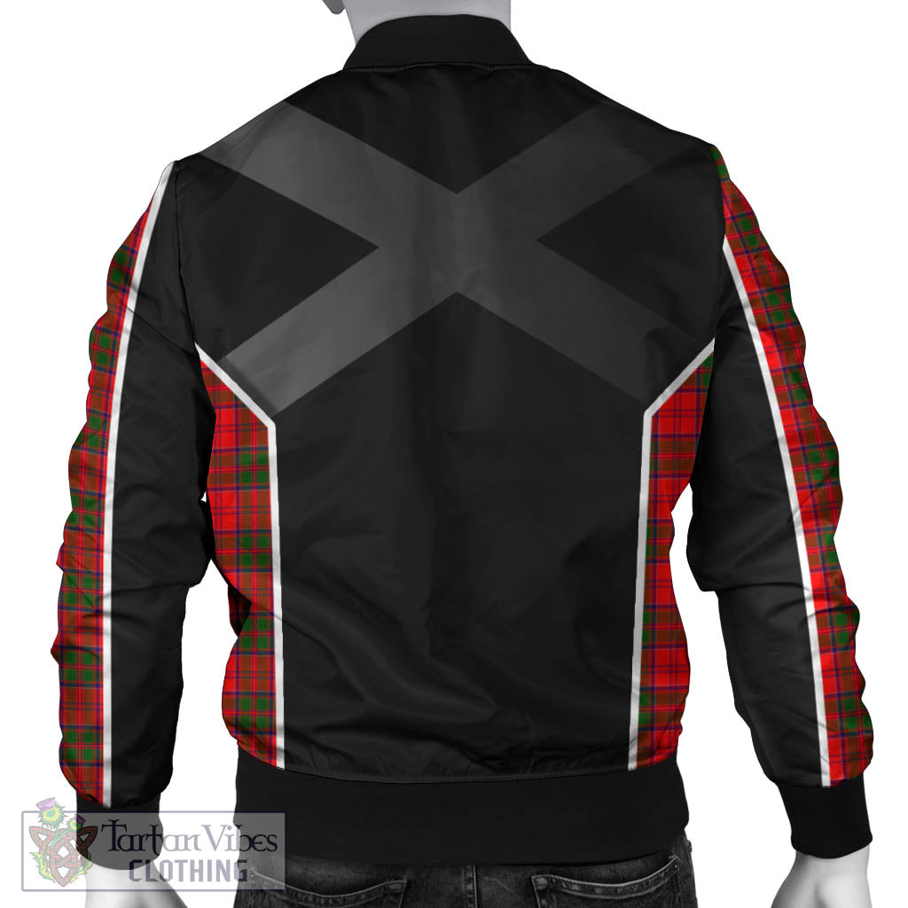 Tartan Vibes Clothing Grant Modern Tartan Bomber Jacket with Family Crest and Scottish Thistle Vibes Sport Style