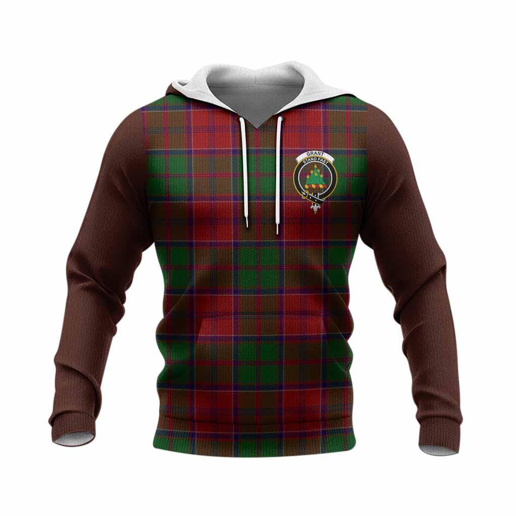 Grant Tartan Accent Knitted Hoodie with Family Crest