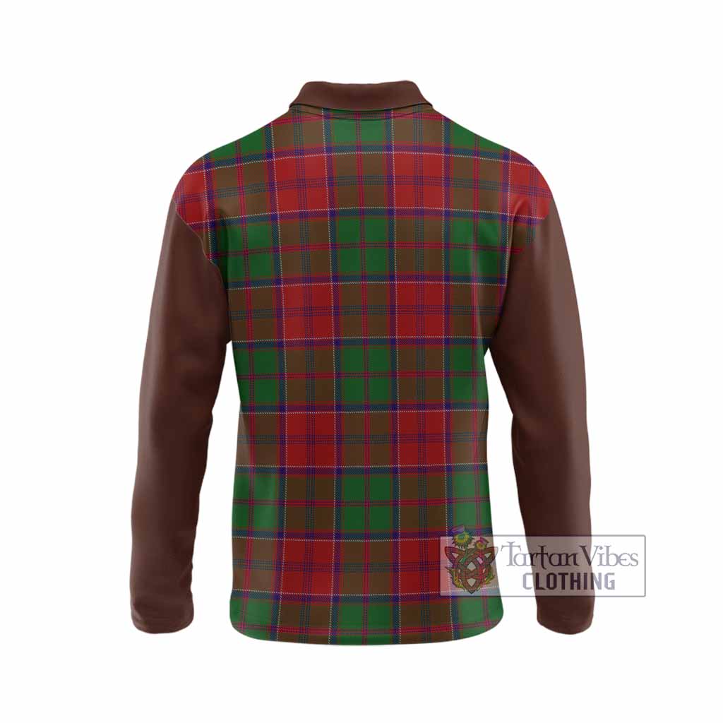 Grant Tartan Accent Long Sleeve Polo Shirt with Family Crest