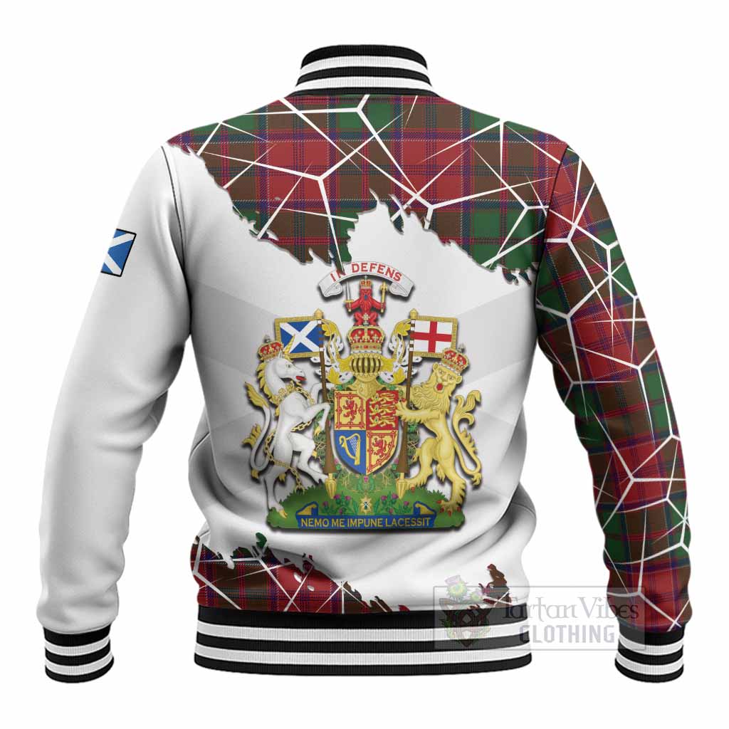 Grant Tartan Baseball Jacket with Family Crest and Lion Rampant Grunge Style